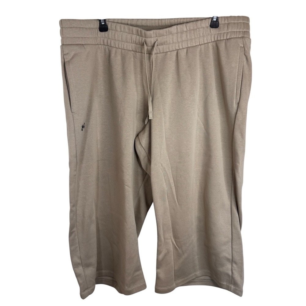 Under Armour 2XL Rival Fleece Loose Wide-Leg Capri Crop Pants Tan